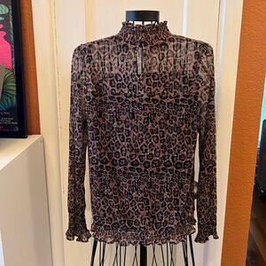 ADRIANNA PAPELL Women's Leopard Top-Size M